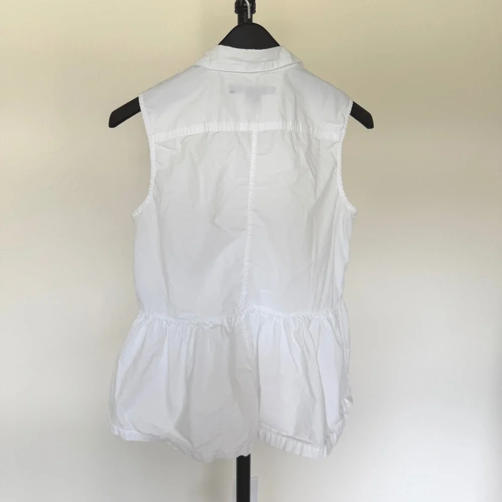 Y2K‎ French Connection Babydoll Sleeveless Pleated Peplum Button Down Top Sz 8